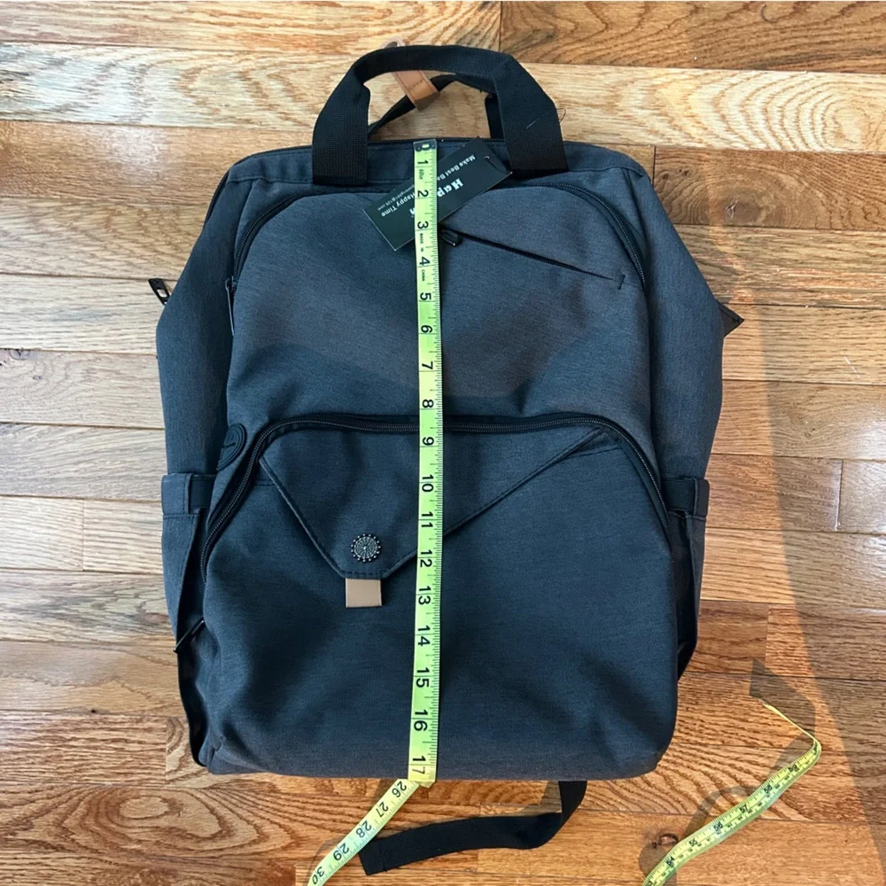 NWT Hap Tim Gray Black Backpack Baby Nursing Laptop Doctor Bag